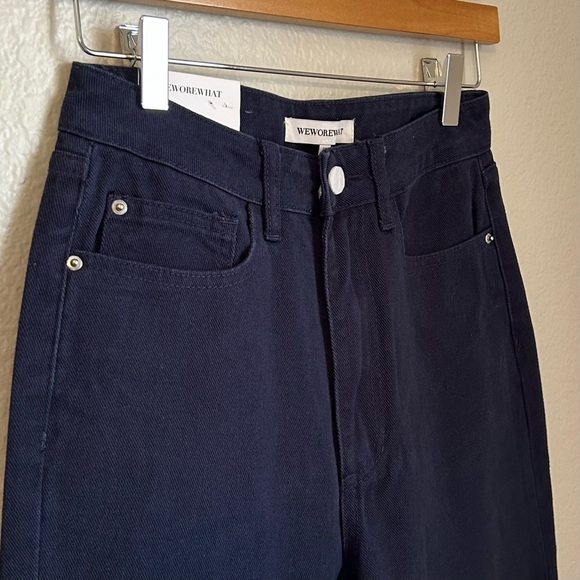 NWT, WeWoreWhat Women’s High Rise Dad Raw Hem Jeans in French Navy, Size 26 - Picture 3 of 12